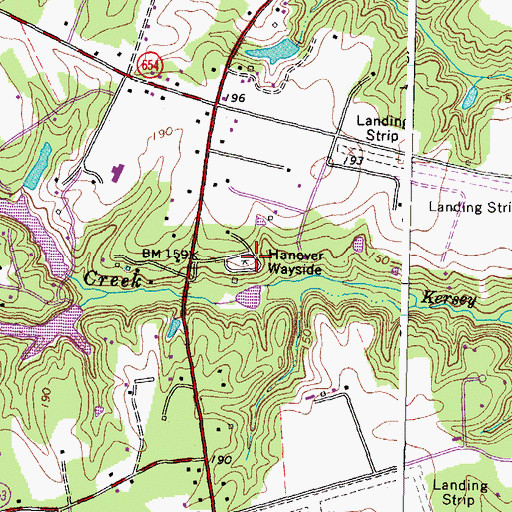 Topographic Map of Hanover Wayside, VA
