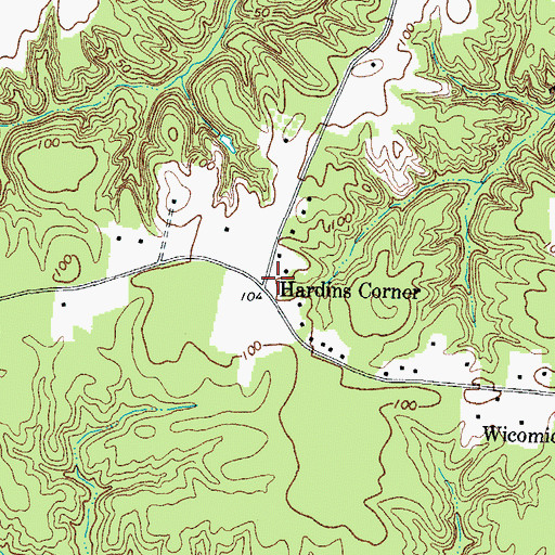Topographic Map of Hardins Corner, VA