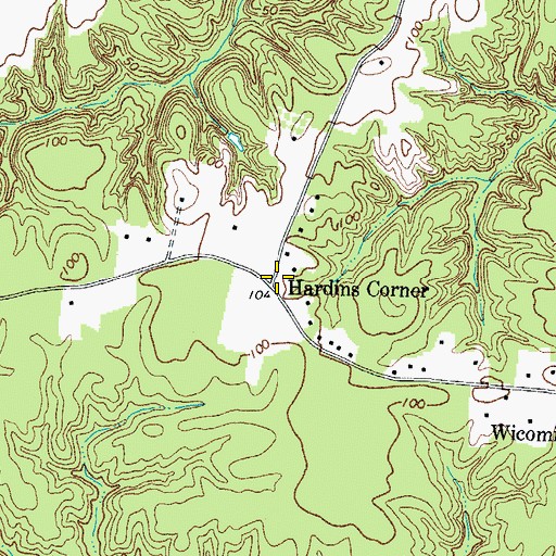 Topographic Map of Hardins Corner, VA