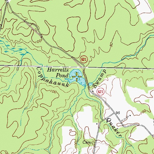 Topographic Map of Harrells Pond, VA