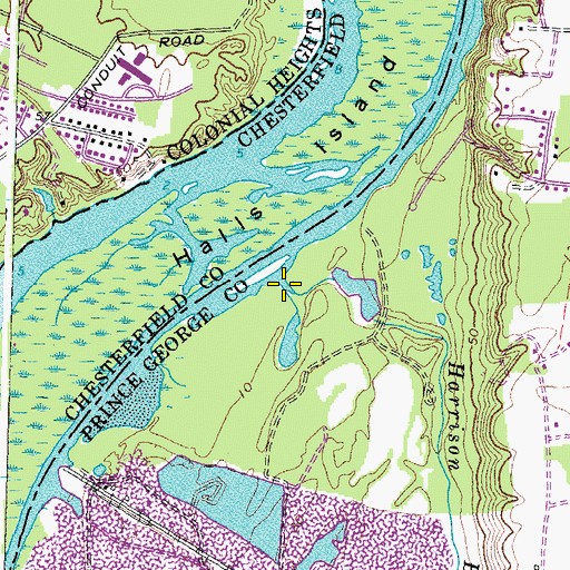 Topographic Map of Harrison Branch, VA