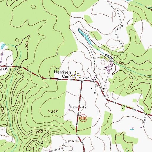 Topographic Map of Harrison Cemetery, VA