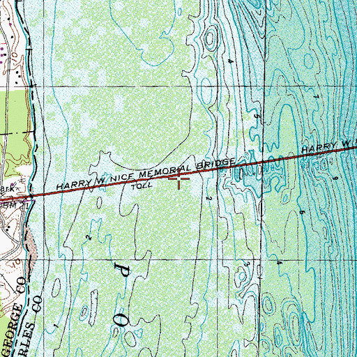Topographic Map of Harry W Nice Memorial Bridge, VA