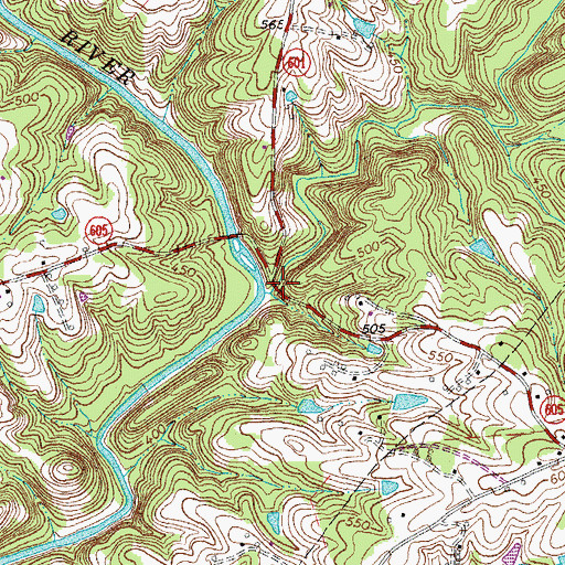 Topographic Map of Hat Creek, VA
