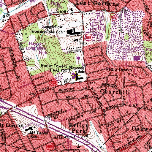 Topographic Map of Haycock Elementary School, VA
