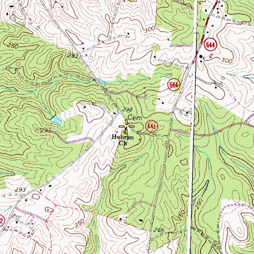Topographic Map of Hebron Church, VA