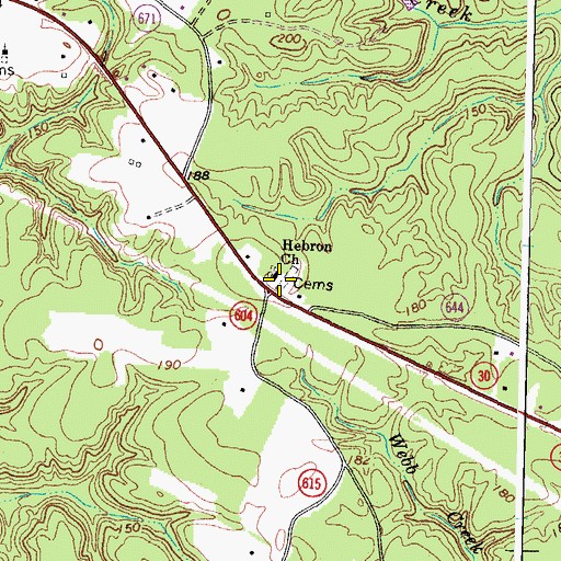 Topographic Map of Hebron Church, VA