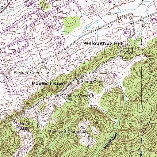 Topographic Map of Henry Cemetery, VA