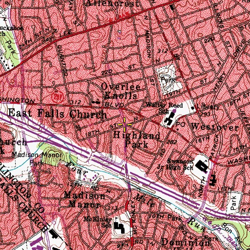 Topographic Map of Highland Park, VA
