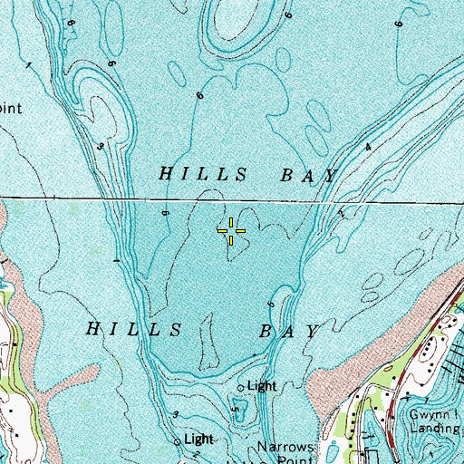 Topographic Map of Hills Bay, VA