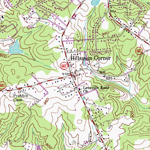 Topographic Map of Hillsman Corner, VA