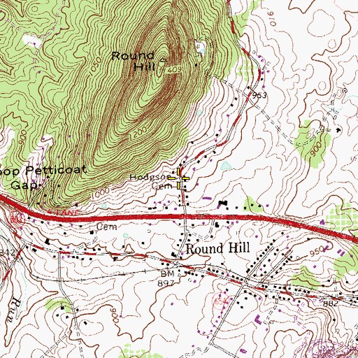 Topographic Map of Hodgson Cemetery, VA