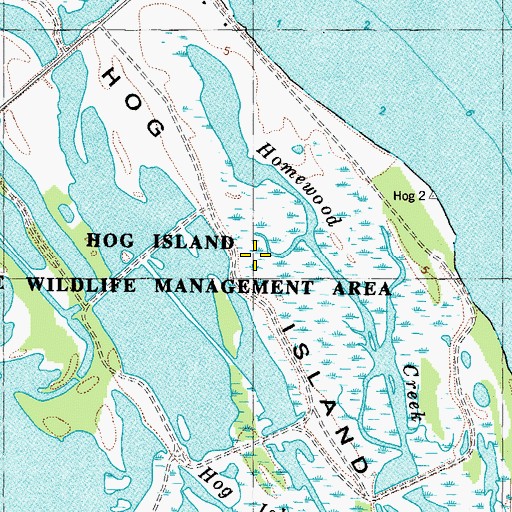 Topographic Map of Hog Island, VA