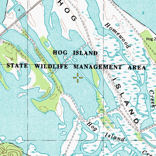Topographic Map of Hog Island State Waterfowl Refuge, VA