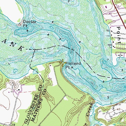 Topographic Map of Holland Point, VA