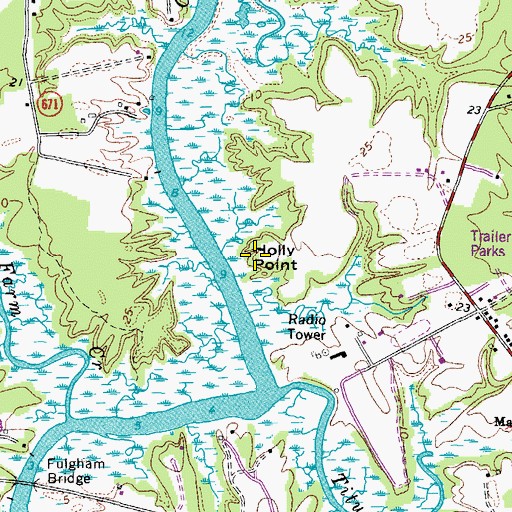 Topographic Map of Holly Point, VA
