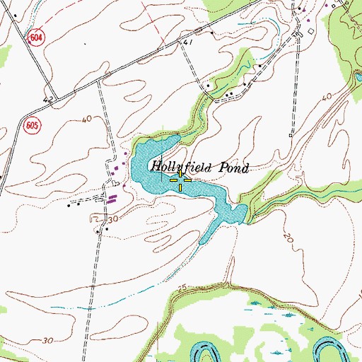 Topographic Map of Hollyfield Pond, VA