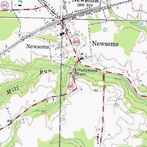 Topographic Map of Hollywood Cemetery, VA