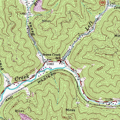 Topographic Map of Home Creek School, VA