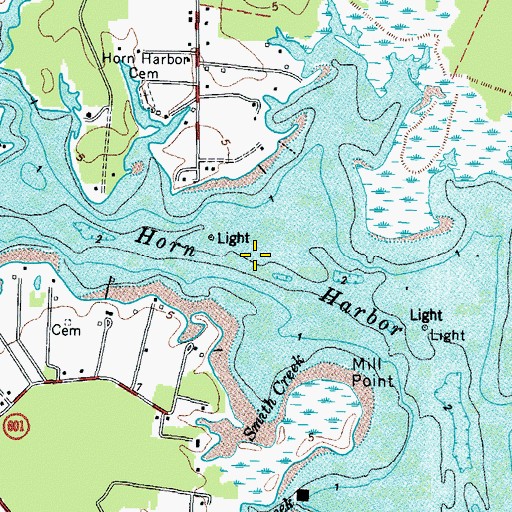 Topographic Map of Horn Harbor, VA