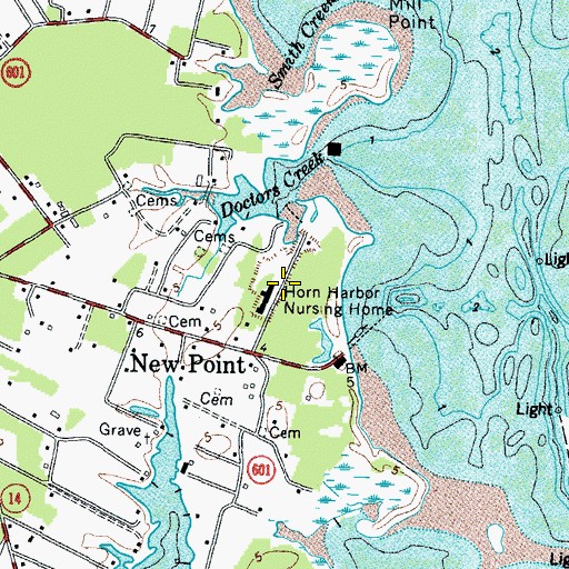 Topographic Map of Horn Harbor Nursing Home, VA