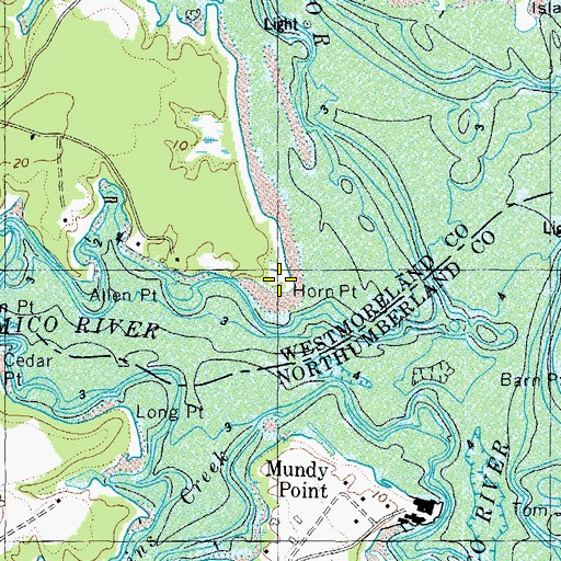 Topographic Map of Horn Point, VA