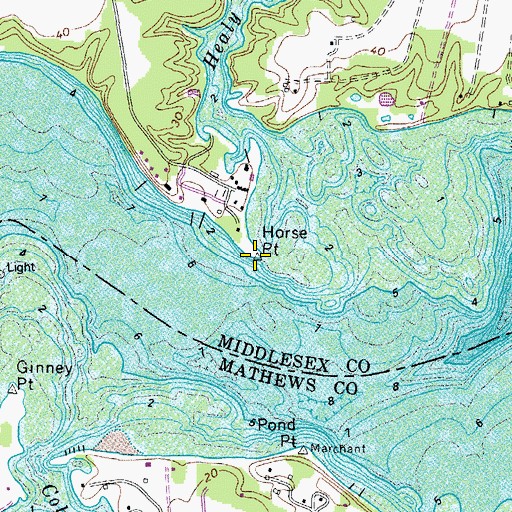 Topographic Map of Horse Point, VA