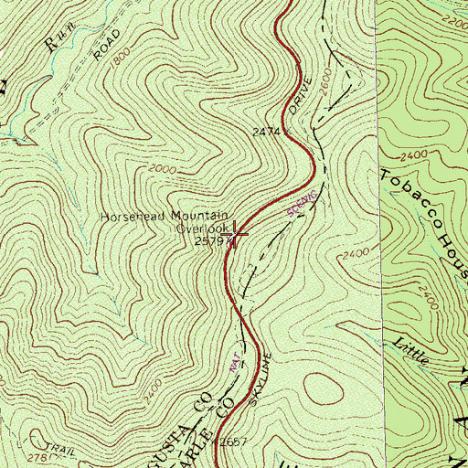 Topographic Map of Horsehead Mountain Overlook, VA