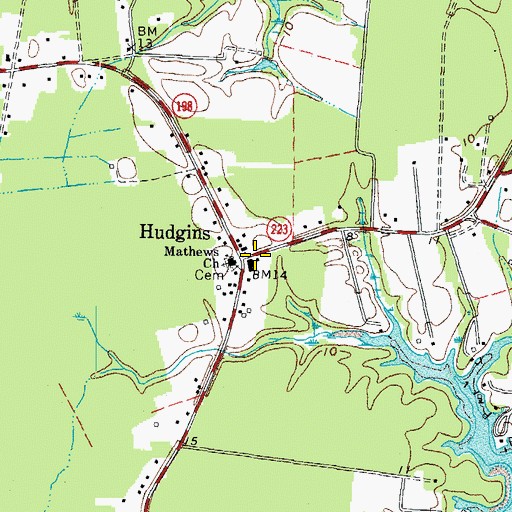 Topographic Map of Hudgins, VA