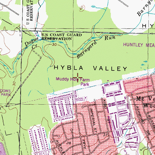 Topographic Map of Hybla Valley, VA