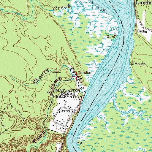 Topographic Map of Indian Town Swamp, VA