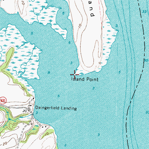 Topographic Map of Island Point, VA