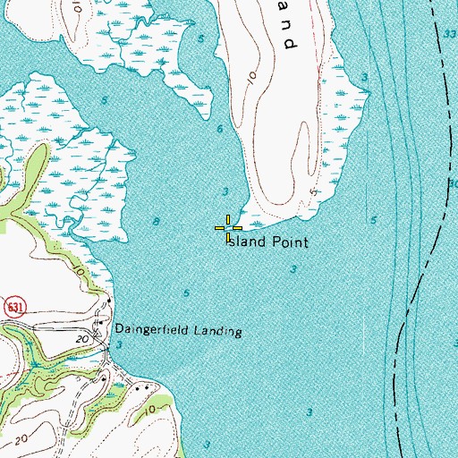Topographic Map of Island Point, VA