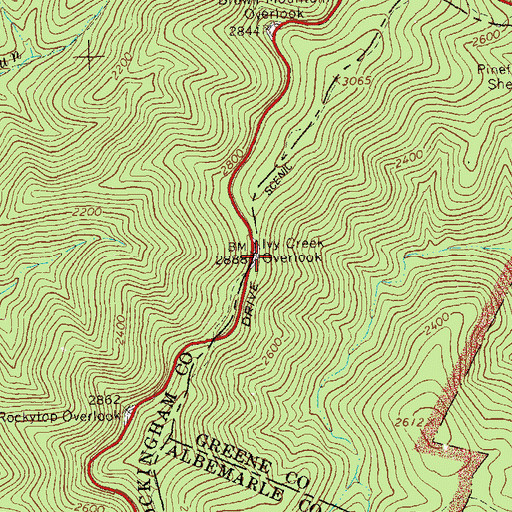 Topographic Map of Ivy Creek Overlook, VA
