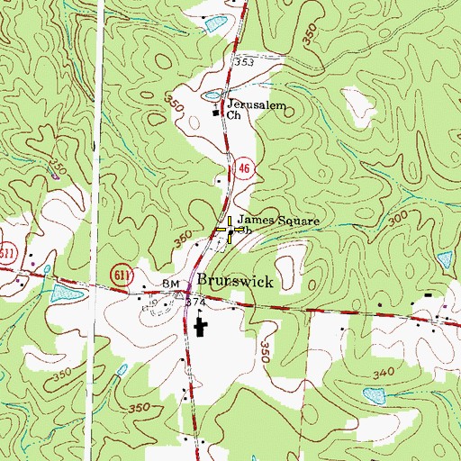 Topographic Map of James Square Church, VA