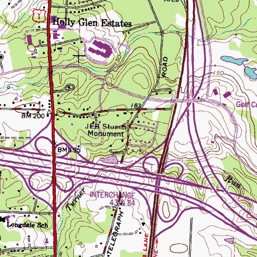 Topographic Map of Jeb Stuart Monument, VA