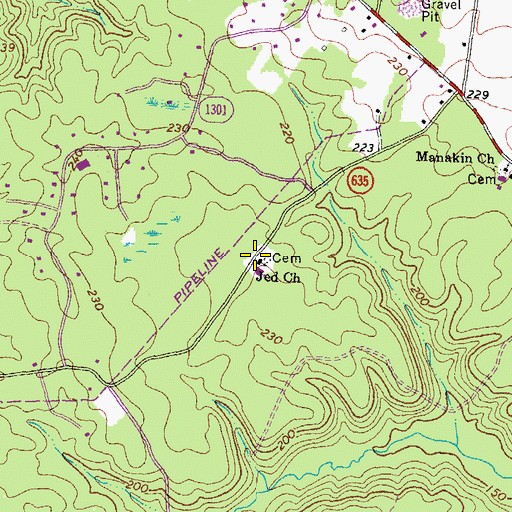 Topographic Map of Jed Church, VA