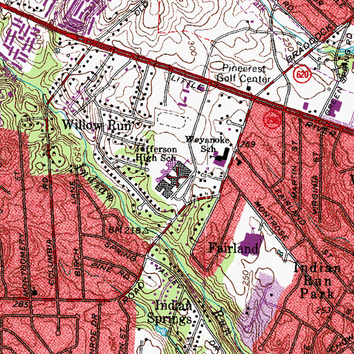 Topographic Map of Thomas Jefferson High School For Science and Technology, VA