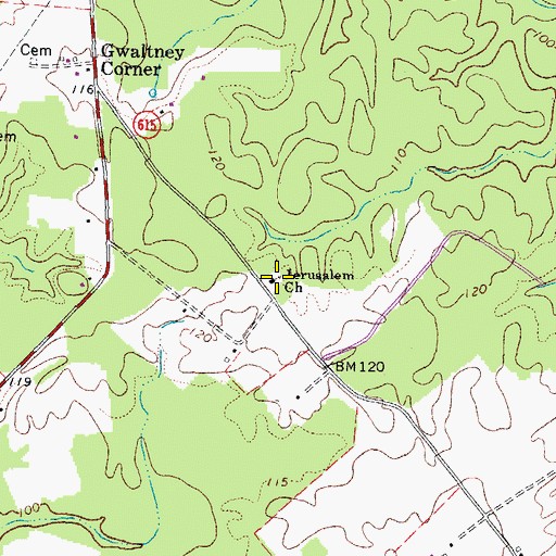 Topographic Map of Jerusalem Church, VA