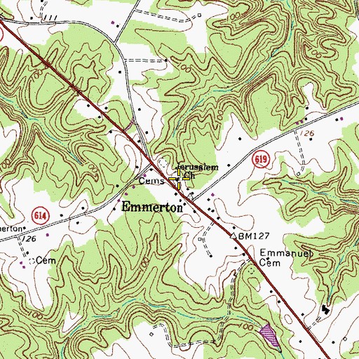 Topographic Map of Jerusalem Church, VA