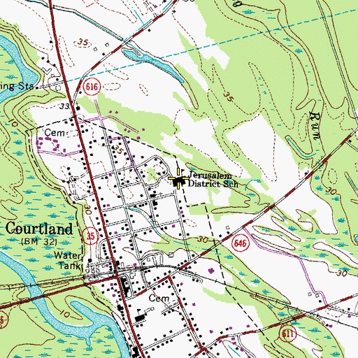 Topographic Map of Courtland Elementary School, VA