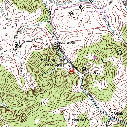 Topographic Map of Jessee Cemetery, VA