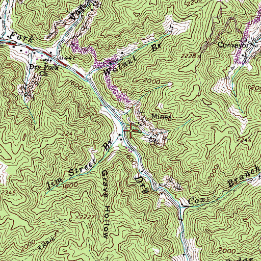 Topographic Map of Jim Street Branch, VA