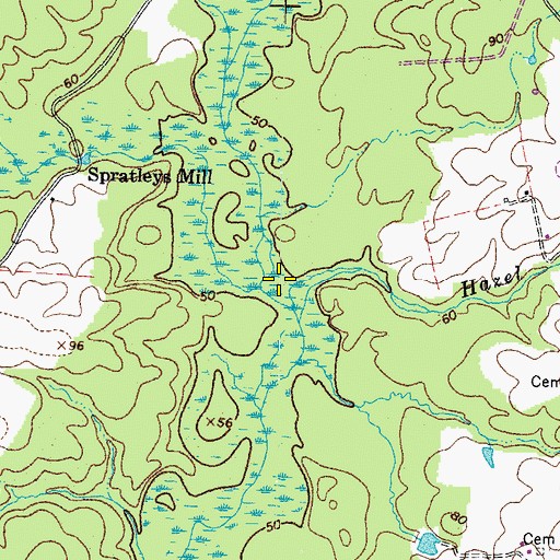 Topographic Map of Johnchecohunk Swamp, VA