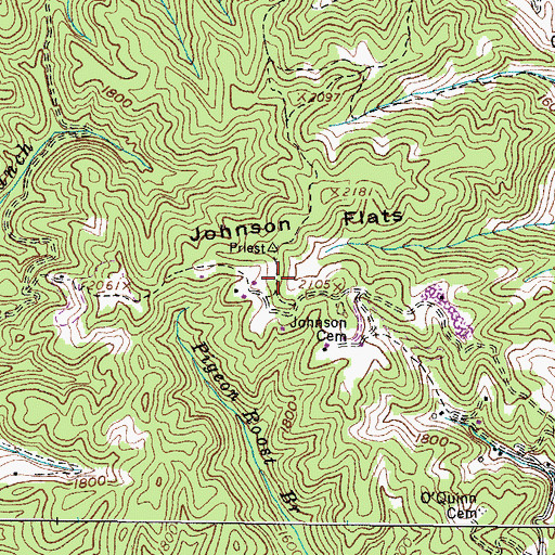 Topographic Map of Johnson Flats, VA