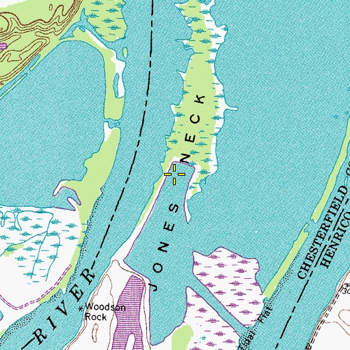 Topographic Map of Jones Neck, VA