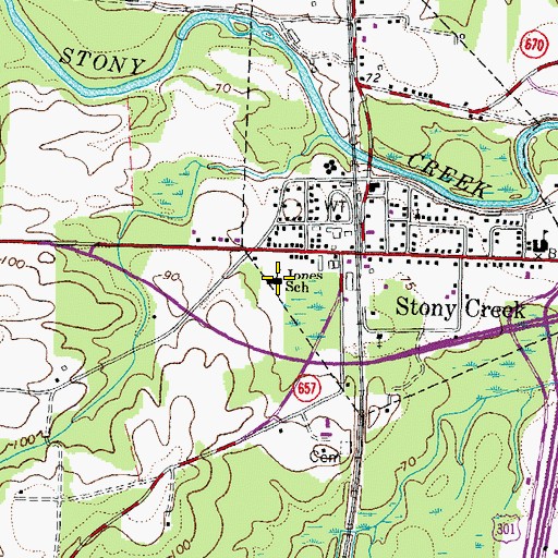 Topographic Map of Jones School, VA