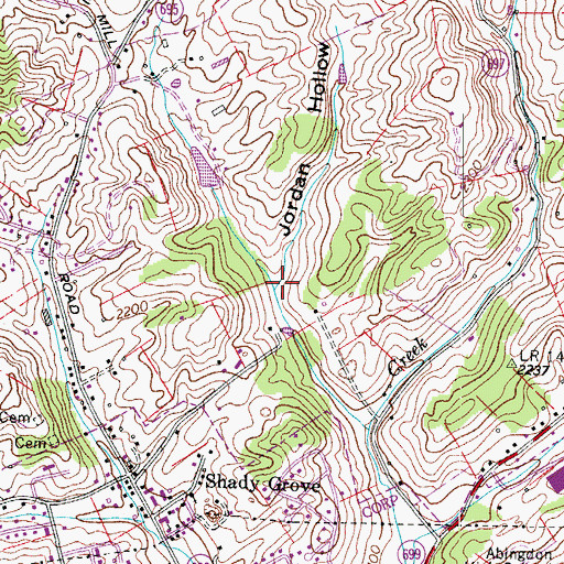 Topographic Map of Jordan Hollow, VA