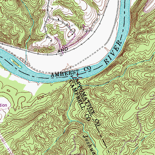 Topographic Map of Joshua Creek, VA