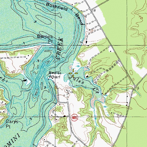 Topographic Map of Jules Creek, VA